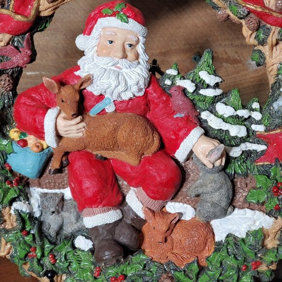 Ceramic Christmas Wreath - Santa and Woodland Animals - Picture 2 of 9